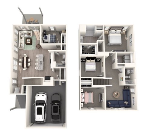 Floor plan for 4 beds, 3 baths, 2100 sqft